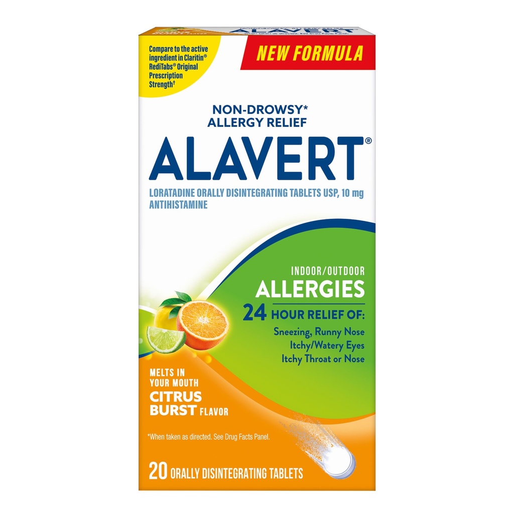 Alavert Alerji 24 Saat Yardımı, Citrus Burst Flavor, Orally Disintegrating Antihistamine, Loratadine 10 mg, 18 Count