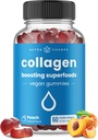 NutraChamps Collagen Boosting Gummies, Collagen Branson Gummy for Natural Collagen Production, Vegan Pectin Supplements Chews for Women & Men, 60 Peachs Gummies