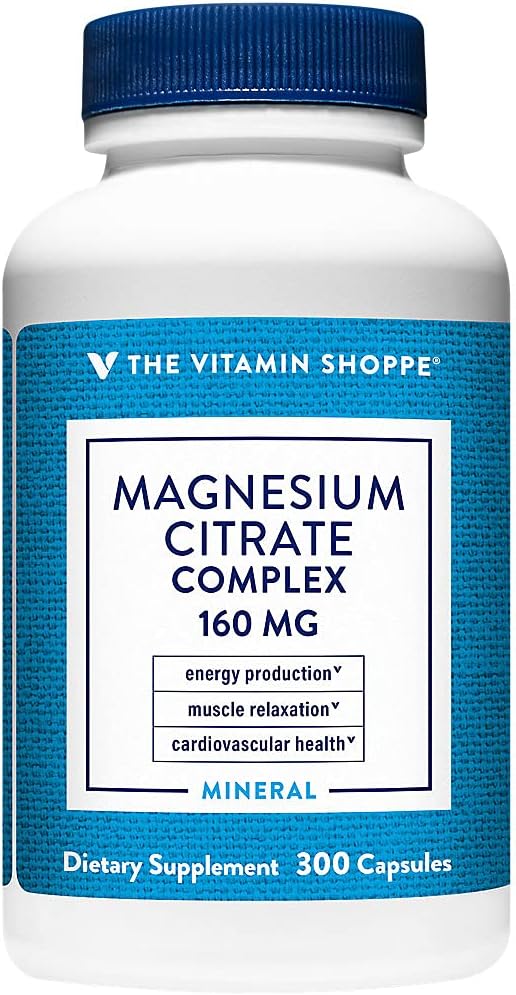 Η βιταμίνη Shoppe Μαγνήσιο Citrate Complex 160MG, Ορυκτό συμπλήρωμα που υποστηρίζει οστά, δόντια & την παραγωγή ενέργειας (300 κάψουλες)
