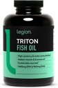 LEGION Triton Fish Oil Κάψουλες - τριπλή δύναμη Ωμέγα 3 Απαραίτητα λιπαρά οξέα με βιταμίνη Ε & λεμονέλαιο για μέγιστη απορρόφηση, φρεσκάδα & καθαρότητα - 2400mg EPA & DHA ανά υπηρεσία, 30 Svgs
