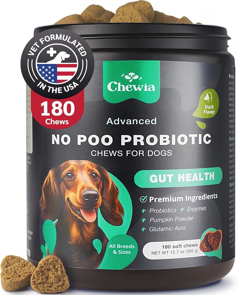 Coprophagia Deterrent - Köpekler için Poo Chews yok - Enzymes ile Digestive Health için Köpek Probiyotikleri - Canine Stool Yeme Deterrent - Digestive, Dental, Gut & Immune Health