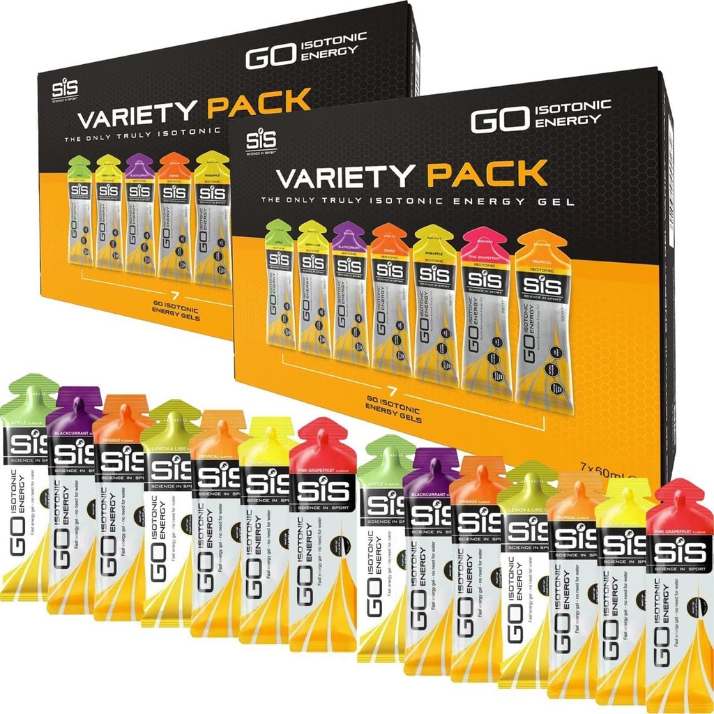 Sporda SiS Bilimi Enerji Gels, Tam Elytes, Good For Hydration, Flavor Diversity Pack, Vegan, Gluten & Dairy Free, 14 x 60 ml, Orange