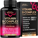 Erkekler ve Kadınlar için B Kompleksi - Riboflavin B2, B12, B1, B3, B5, B6, B7, B8, B9 | Vitamin C, Choline, Inositol - B-Complex Supplement - Enerji, Beyin & Kalp Desteği - ABD'de Yapılan 60 Vegan Caps