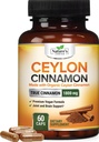 Ceylon Cinnamon Capses 1800mg - Πιστοποιημένη Βιολογική Κανέλα, Εμφιαλωμένη στις ΗΠΑ, & Pure Extra Strength Ceylon Cinnamon Supplement, Αντιοξειδωτικά Χάπια, Μη ΓΤΟ & Χωρίς Γλουτένη, Χωρίς Ζάχαρη - 60 Κάψουλες