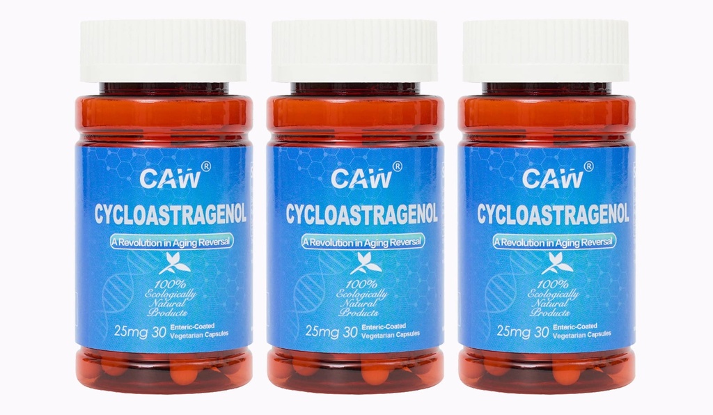 CAW Hipervitamin Cycloastragenol | Telomere Support Anti-Aging | Hücre Sağlığı Immune ATM | 25Mg 30Enteric-Coated Capsules 3 Şişes
