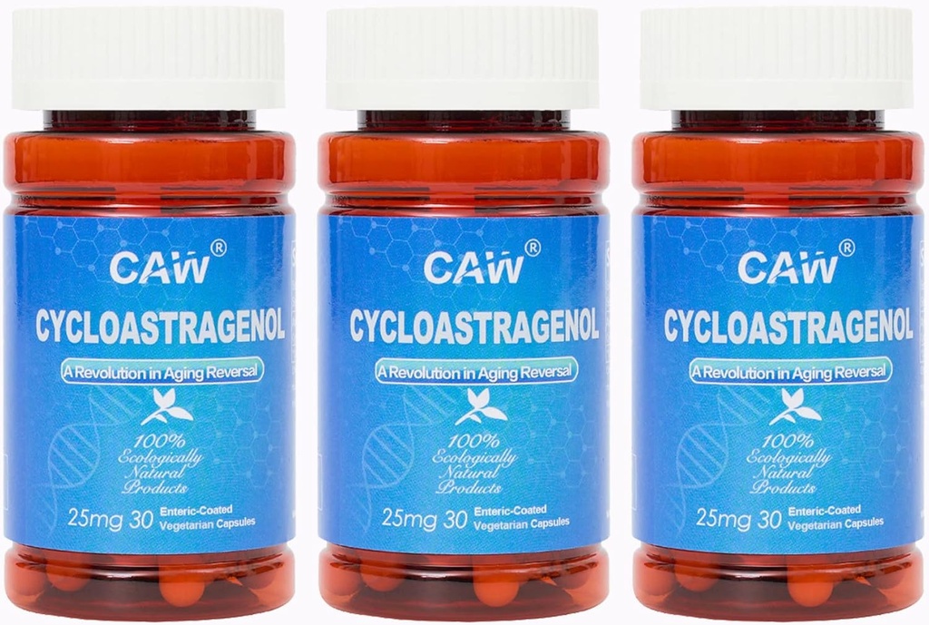 CAW Hypersorption Cycloastragenol | Telomere Support Anti-Aging | Cell Health Immune Booster | 25Mg 30Enteric-Coated Capsules 3 Bottles