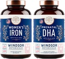 GDSOR BOTANICALS Prenatal DHA ve Folic Acid ile Kadınlar için Demir Pilleri - Prenatal Vitamin Paketi