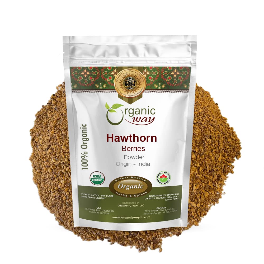Organik Way Hawthorn Berry Toz (Crataegus monogyna) - Avrupa Wild-Harvest | Organik & Kosher Sertifikalı | Vegan | GMO & Gluten Ücretsiz | USDA sertifikalı | Origin - Alba (1/4 LBS / 4 Oz)