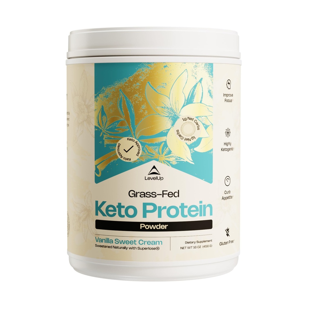 LevelUp proteini, Collagen, ile, MCT, Whey Isolate proteini, Ketgen Protein Toz Supplement - Vanilla Sweet Cream