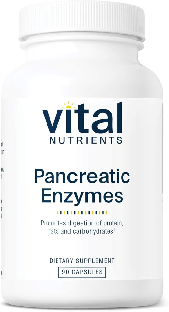Vital Nutrients Pancreatic Enzymes 1000 mg (Full Strength) | Pancreatin Digestion Supplement with Protease, Amylase & Lipase | Digestive Enzymes | Gluten, Süt ve Soy Free | 90 Capsules