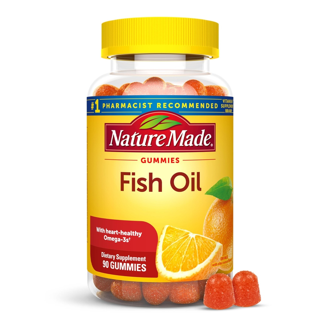 Doğa Balık Yağı Omega 3 Gummies, Omega 3 Fish Oil Supplements, Sağlıklı Kalp Desteği, 90 Gummies, 45 Day Supply