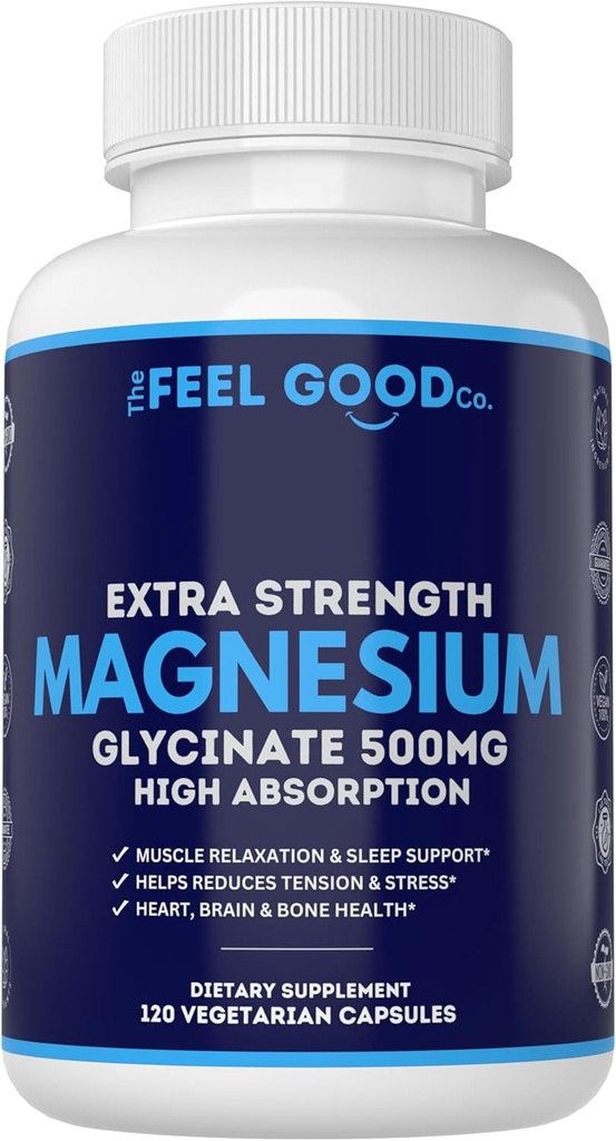 Magnezyum Glycinate 500 mg Pure Night Sleep, 120 Capsules, High Abxia - Non-GMO, Gluten Free, Vegan, Organik - Uyku için Tamam, Kalp Sağlığı Nerves, Bones, Muscles - Massive 4 Ay Supply