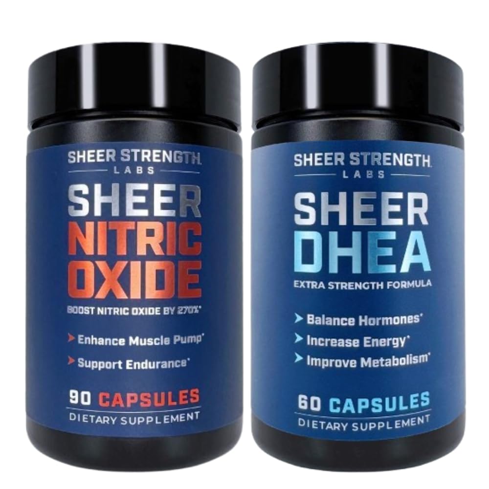 Sheer Strength Labs Nitric + Hoffman DHEA 100 mg - Nitrik Oksit Supplement - Erkekler ve DHEA Supplement for Men DHEA 100 mg