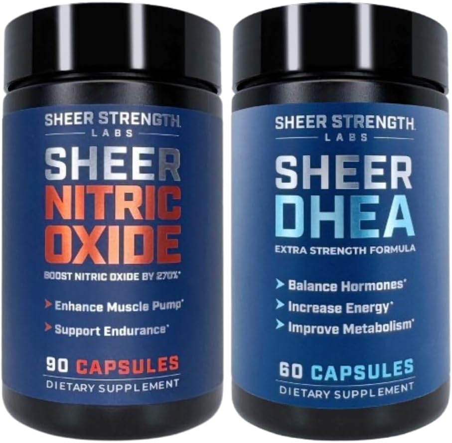 Sheer Strength Labs Nitric + Hoffman DHEA 100 mg - Nitrik Oksit Supplement - Erkekler ve DHEA Supplement for Men DHEA 100 mg