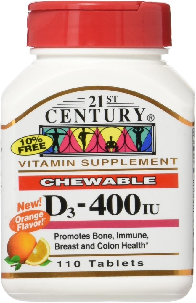 21st Century Chewable Vitamin D3, Orange, 10 mcg (400 IU), 110 Tablet