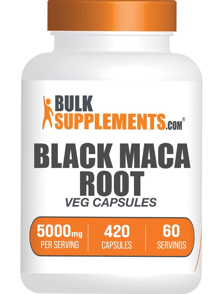 BulkSupplements.com Black Maca Root Capsules - Black Maca Supplement, Black Maca Root 5000 mg, Black Maca Capsules - Gluten Free, 7 Capsules başına 420 Veg Capsules (Pack of 1)