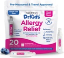 Dr. Kids Children's Alerji Relief Medicine with Diphenhydramine - Pre-Measured Single-Use Vials, Kids Antihistamine for Sneezing, Runny Nose & Itchy Eyes, Karma Berry Flavor, 20 Count (Pazarlıkta)