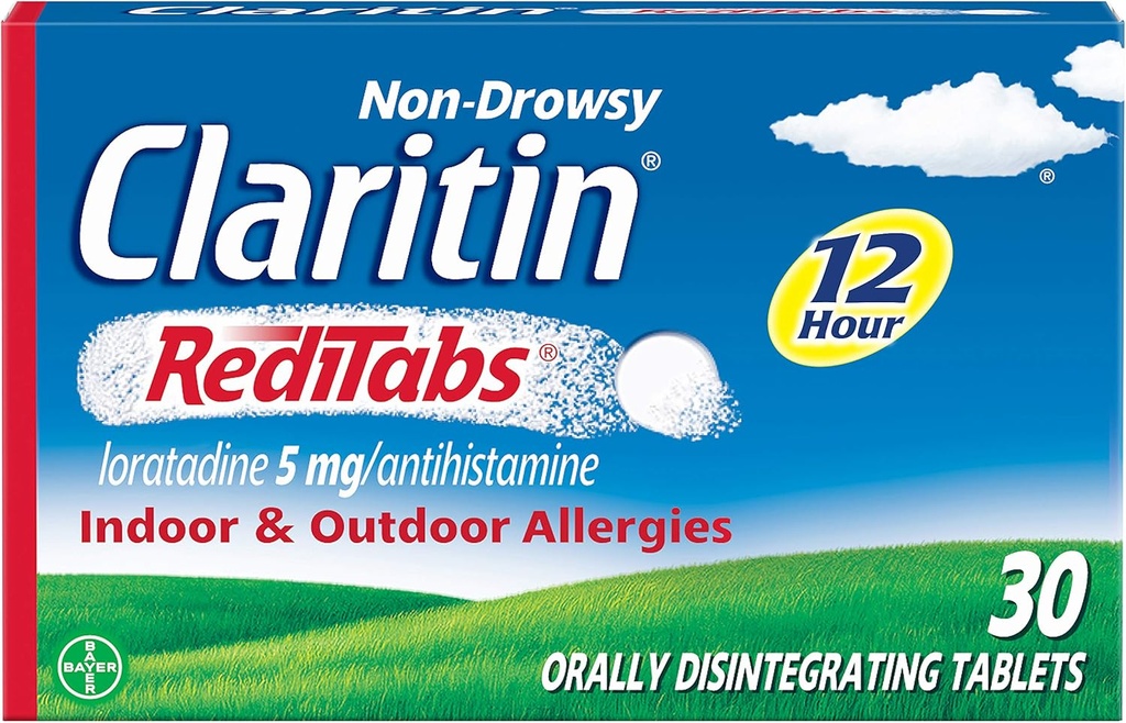 Claritin RediTabs 12 Saat Alerji ilacı, Non-Drowsy Prescription Strength Antihistamin Tabletleri, 30 Kont, 2 Paket
