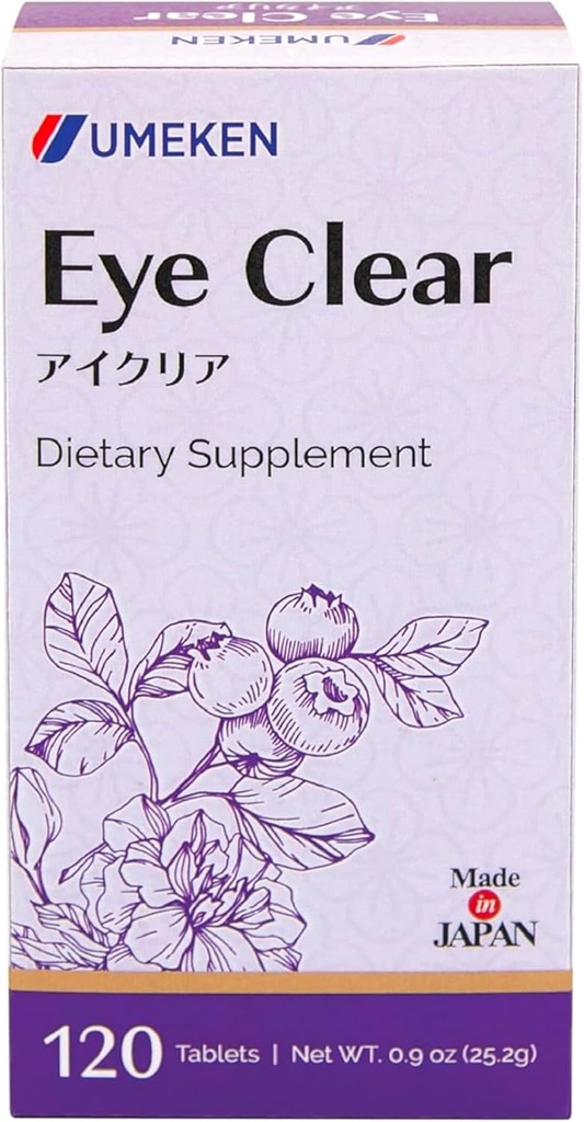 Umeken Eye Clear Diyetary Supplement, Blueberry Extract, Lutein, Zeaxanthin, Ginkgo, Vision Supplements for Yetişkinler, Eye Vitamins, 2 Ay Supply, 120 Tablet, 120 Paket 120