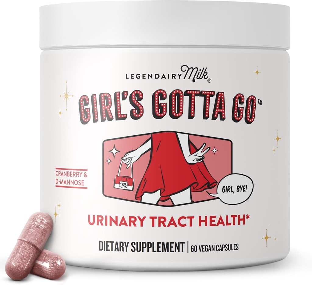 Legendairy Milk Girl's Gotta GoTM - UTI Support Supplement - Urinary Tract Health for Women - UTI Relief for Women with Sugar-Free Cranberry and D-Mannose, 30 hizmet