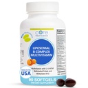 Core Med Science Liposomal Torchated Multivitamin B-Complex, 90 Softgels - Non-GMO Active Super B Complex Vitamin Supplement for Heart Health - VIT Torch B Kompleks Immune Support Supplement