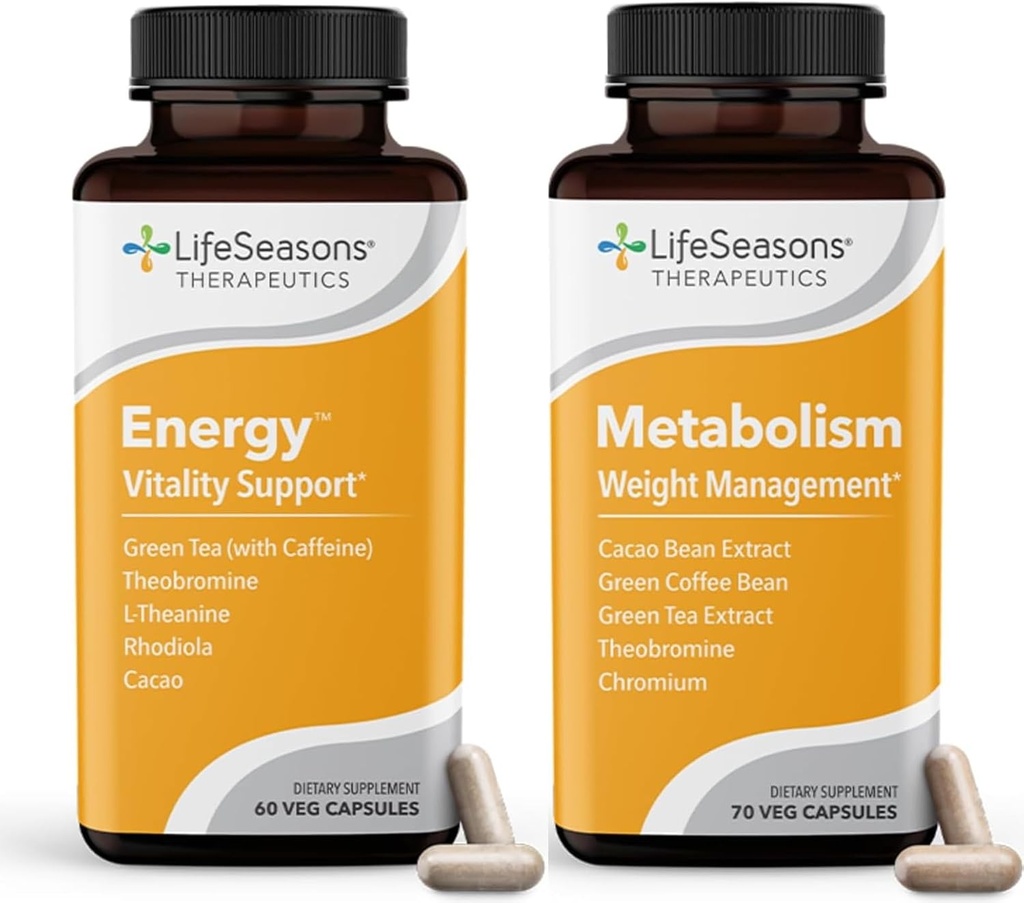 Metabolism Kilo Control & Energy Boosting Supplement - Natural Appetite Suppressant - Curbs Cravings - Green Tea, Coffee Bean, Chromium, Cacao & Theobromine - 130 Capsules