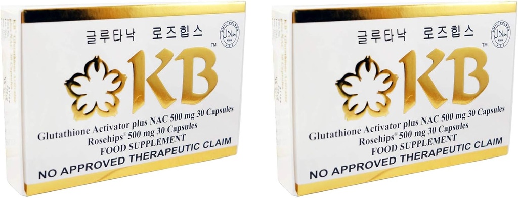 Lot of 2 Kutu KB Glutathione Kyusoku Bihaku Toplam 60 Capsules Glutanac ve 60 Capsules Rosehips Skin Lighting Whitening