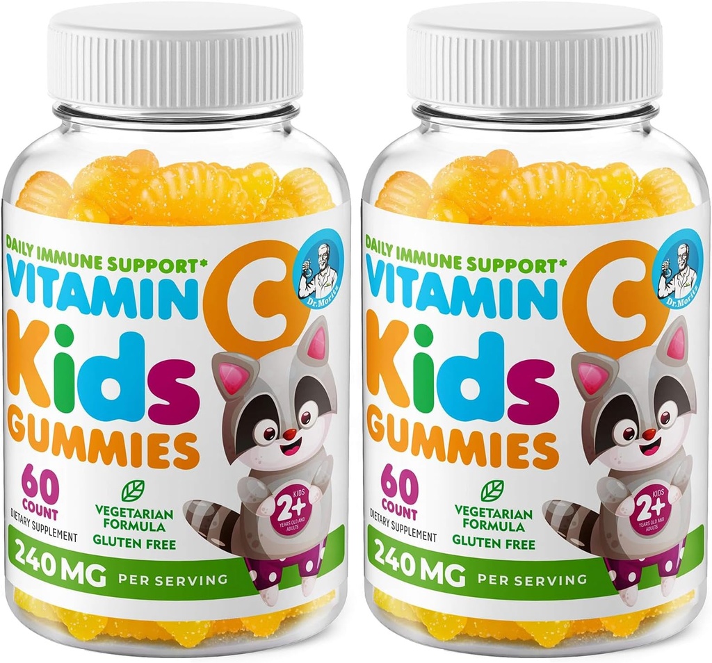 DR. MORITZ Vitamin C Gummies for Kids & Adults 240 mg - Ανοσοποιητική Υποστήριξη Χαμηλής Ζάχαρης Μασώμενες Βιταμίνες για Τόντλερ - Χορτοφαγική Ζελατίνη-ελεύθερο Παιδικό Συμπλήρωμα Διατροφής (Citrus Flavor) (120 Count)