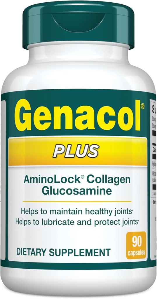 Genacol Plus – Συμπληρώματα γλυκοζαμίνης και κολλαγόνου, Ultra Hydrolyzed Collagen Peptides, Eases Joint Movement, Διατηρεί Cartilage, 90 Κάψουλες (30-Day Supply)