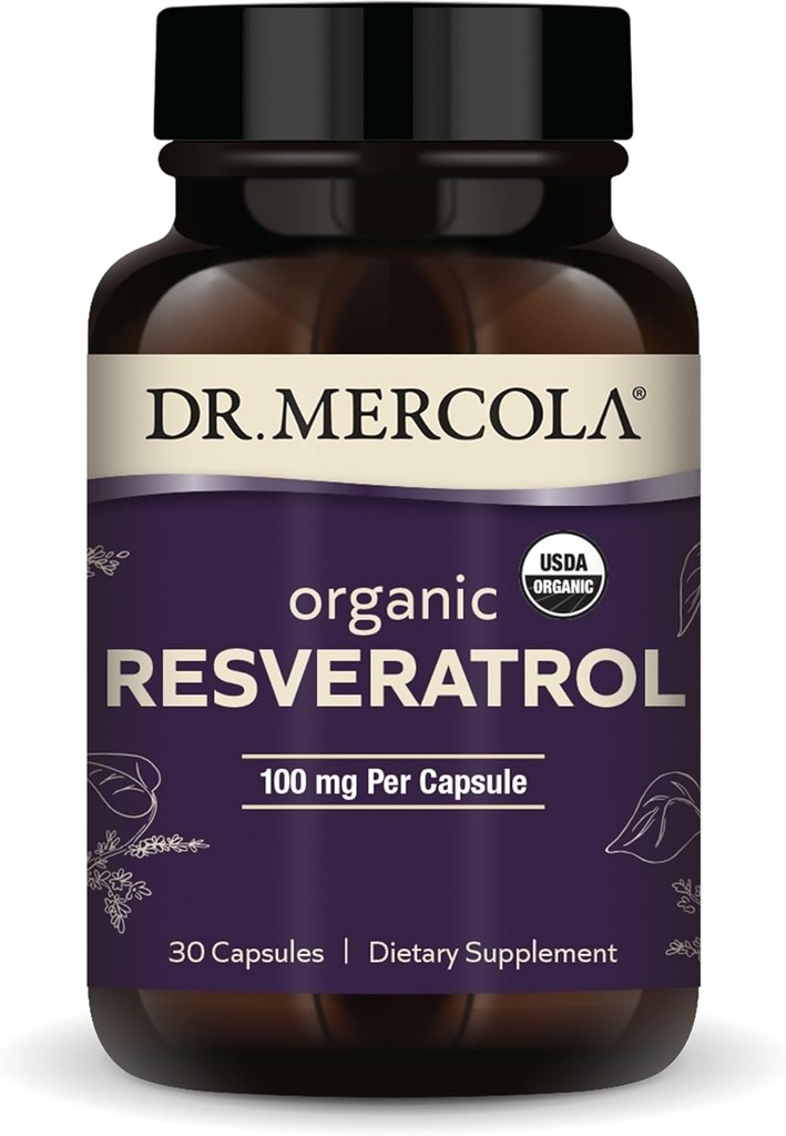 Dr. Mercola Organik Resveratrol - 100 mg Hücre ve Cardiovascular Destek - 99.9 Yüzde Trans-Resveratrol - Japon Knotweed - 30 Capsules (30 hizmet)