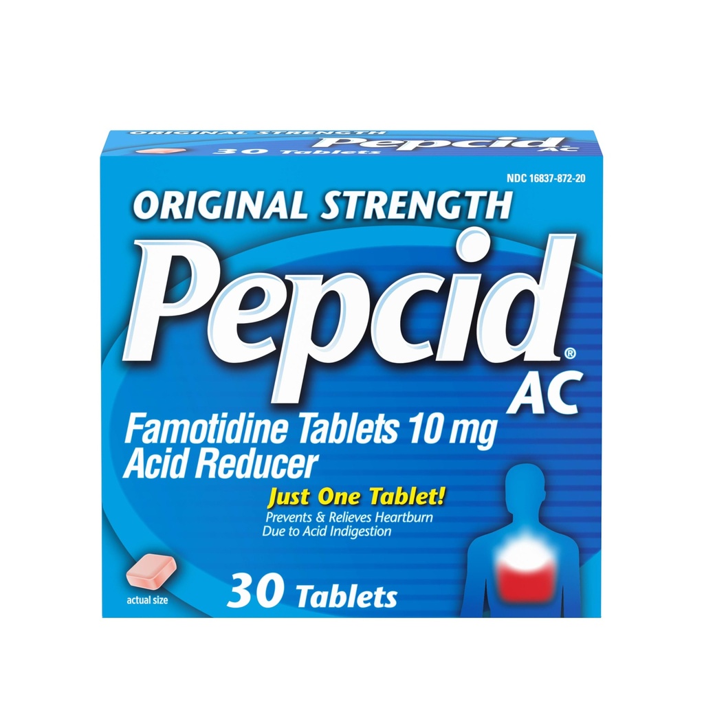 Pepcid AC Original Strength Heartburn Relief Tabletleri, OTC Tıp Önlemleri ve Relieves Heartburn & Asit Reflux Indigestion, 10 mg Famotidine Asit Özellikleri, Hızlı Teklif, 30 ct