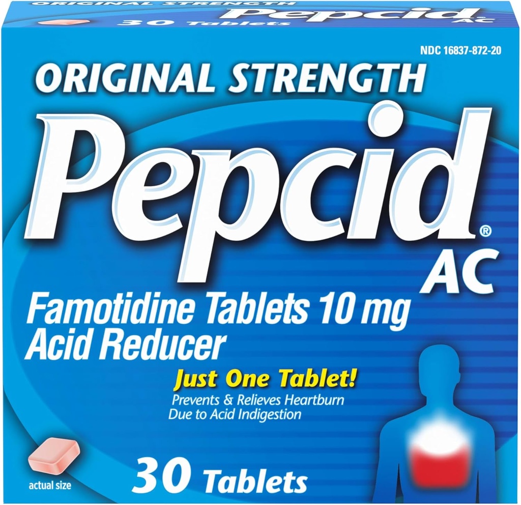 Pepcid AC Original Strength Heartburn Relief Tabletleri, OTC Tıp Önlemleri ve Relieves Heartburn & Asit Reflux Indigestion, 10 mg Famotidine Asit Özellikleri, Hızlı Teklif, 30 ct