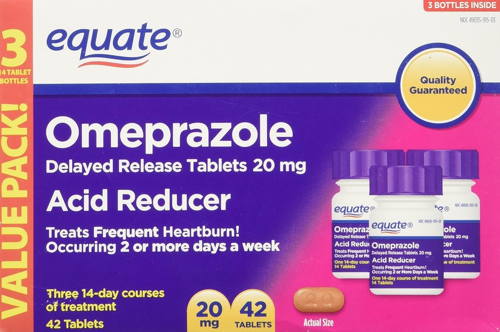 Equate Omeprazole 20 Milligram, Asit Özellikleri, Gecikme, 42 Tablet