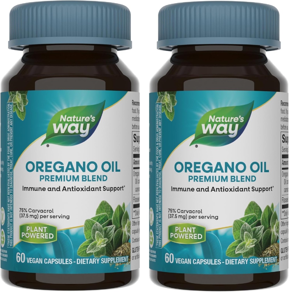 Nature's Way Oregano Oil - Immune Support Supplement* - 75-85% Carvacrol - Gluten Free - 60 Vegan Capsules (2 Pack)