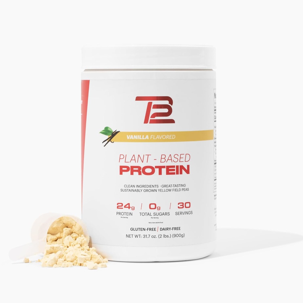 TB12 Bitkisi Tom Brady tarafından Protein Tozu, 24g of Vegan Pea protein, Low Sugar, Low Carb, Non-GMO, Meal Change, Keto Friendly, Paleo, Sugar Free, Vanilla Flavor (30 hizmet)