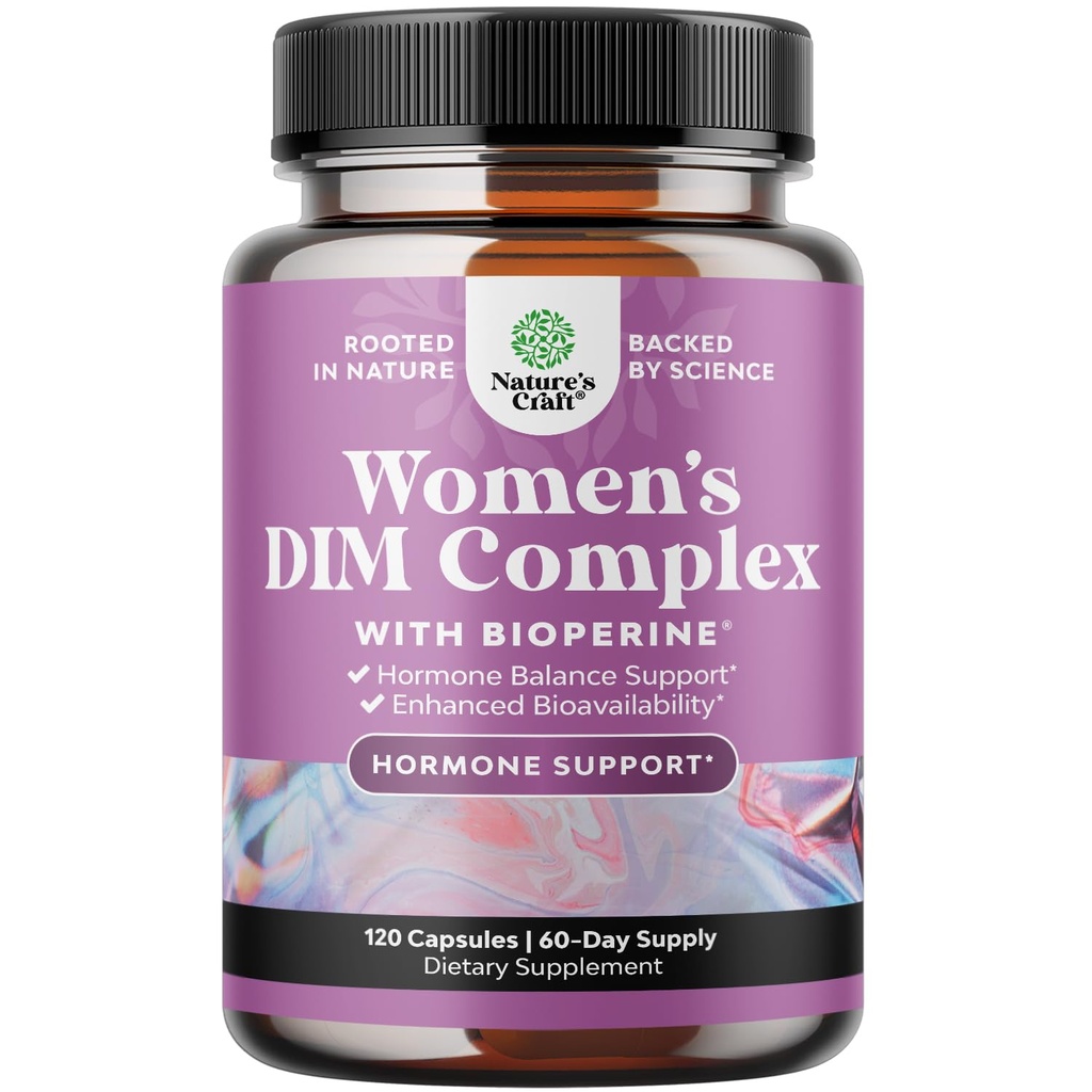 Natures Craft Potent DIM Supplement for Women - DIM and Black Pepper Menopause Support and PMS Relief - Menopause Supplements Extra Strength 300 mg per Service ile Kadınlar için Hormon Dengesi - DIM Destek ve PMS Relief - Menopause Supplements Extra Strength 300 mg