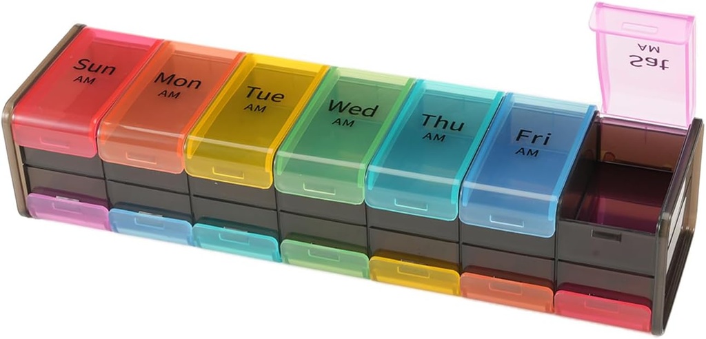 Extra Large Weekly Pill Organizer,GrnPeak Jumbo 7-Day Vitamin Organizer 2 Times a Day to Hold Medication,Cod Liver Oil and Supplements
