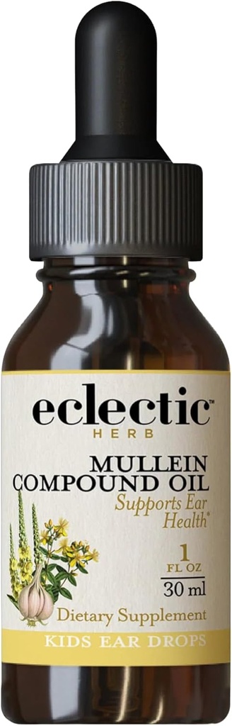 Eclectic Herb - Mullein bileşikleri Petrol Çocuklar | Kulak Sağlığı | No-GMO, Gluten-Free (1 fl oz | 30 ml)