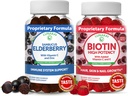 Lunakai Biotin & Elder Gummies Sche - Saç Büyümesi için Gummy, Skin Glow ve E - Immune Support Supplement for Yetişkinler and Kids