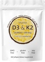 D3 C2 Supplement, 10000 IU D3 + 200 MCG K2, 300 Softgels, Non-GMO, Gluten-Free