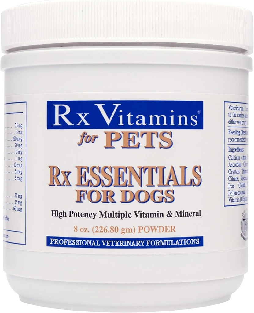Köpekler için Rx Vitaminleri - Vitamin & Mineral Çokvitamin - Immune System Digestive Health & Bone Health - Toz 8 ozz