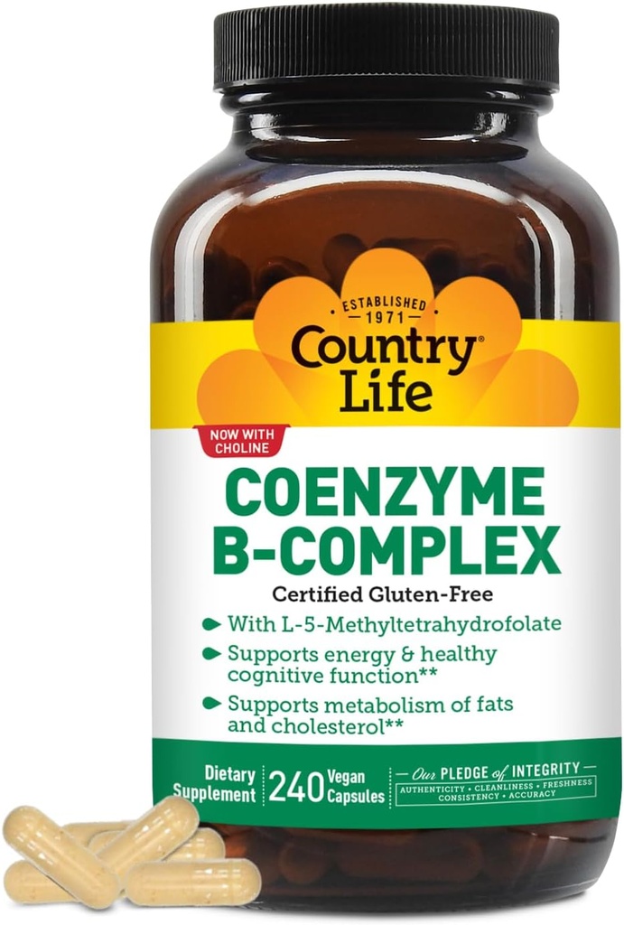 Coenzyme B- Complex Βιταμίνη, Ενέργεια Υποστήριξης και Μεταβολισμού, Καθημερινή Συμπλήρωμα, 240 ct