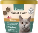 NaturVet - Kediler için Skin & Coat Plus Omegas - 60 Soft Chews | Sağlıklı Skin & Glossy Coat | Omega-3, Omega-6 & Biotin | 30 Day Supply Plus