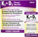 Webber Naturals K2 + D3 120 mcg/1000 IU, Sağlıklı Immune Function - 220 softgels