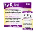 Webber Naturals K2 + D3 120 mcg/1000 IU, Supports Healthy Immune Function - 220 softgels