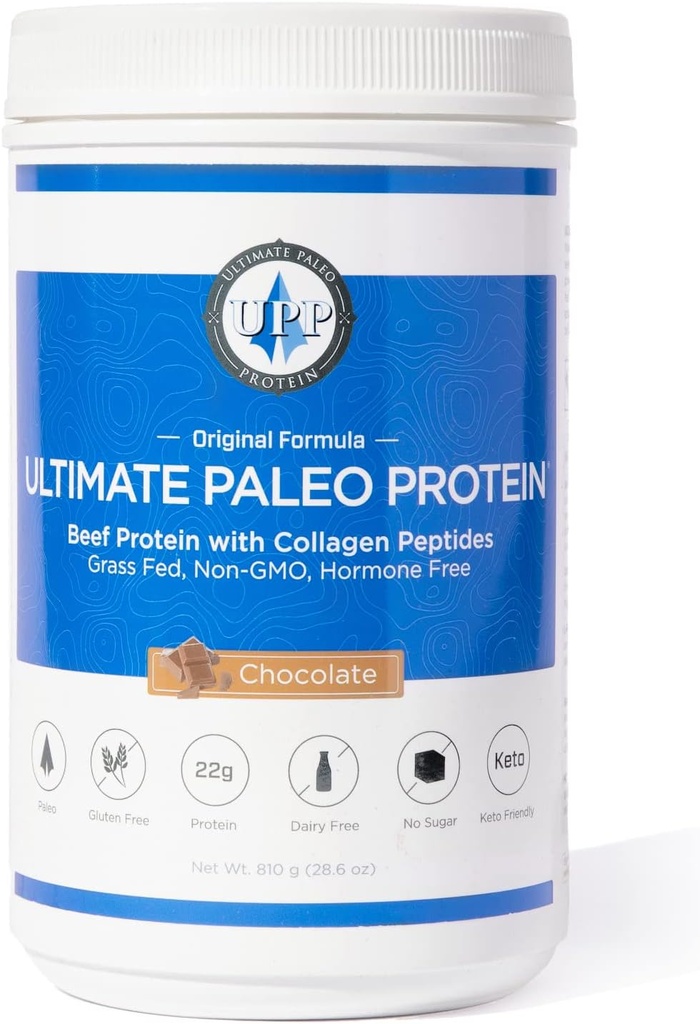 Ultimate Paleo Protein Toz | Premium Grass Fed Beef Protein Collagen Peptides | Paleo Dostu, Gluten Free, Keto Friendly, No Yapay Sweeteners veya Preservatives - Chocolate, 30 Servisler