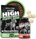 Bully Max 24/14 Yüksek protein Puppy Food (5lbs.) ve Puppy Vitamins (30 çiğnenebilir sekmeler) Geliştirme ve Büyüme için - Kas, Immune, Bone & Digestive Support in Small and Large Breed Puppies