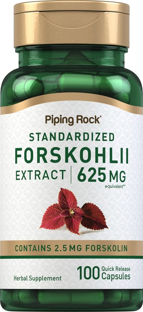 Piping Rock Coleus Forskohlii Root Extract | 625 mg | 100 Capsules | Herb Supplement | Non-GMO, Gluten Free Free