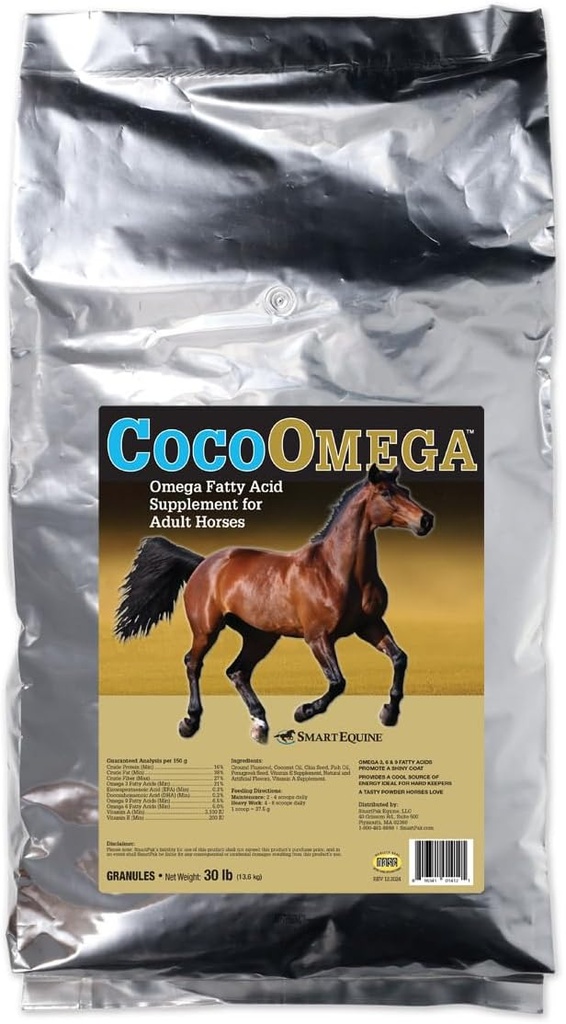 SmartEquine CocoOmega Granular | Horse Supplements for Skin, Hoof, & Coat Health | Omega-3 Fatty Acids | 30 LB