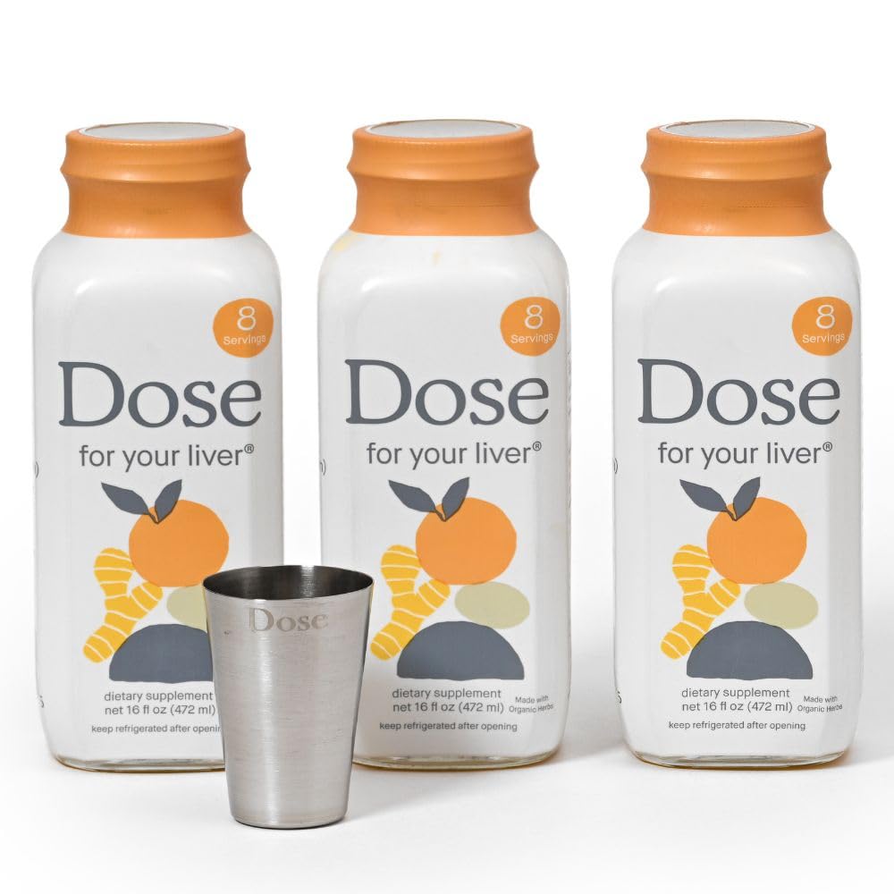 Dose for Your Liver Cleanse Detox & Repair, Made with Organic Milk Thistle Supplement with Turmeric, Dandelion, Ginger, and Orange, Supports Healthy Liver Function,16oz Bottle, 3 Pack (3 Week Supply)